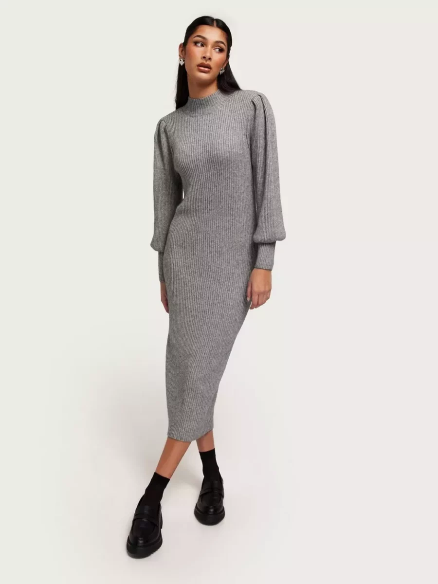 Nelly - Women Knitted Dress Grey by Only GOOFASH