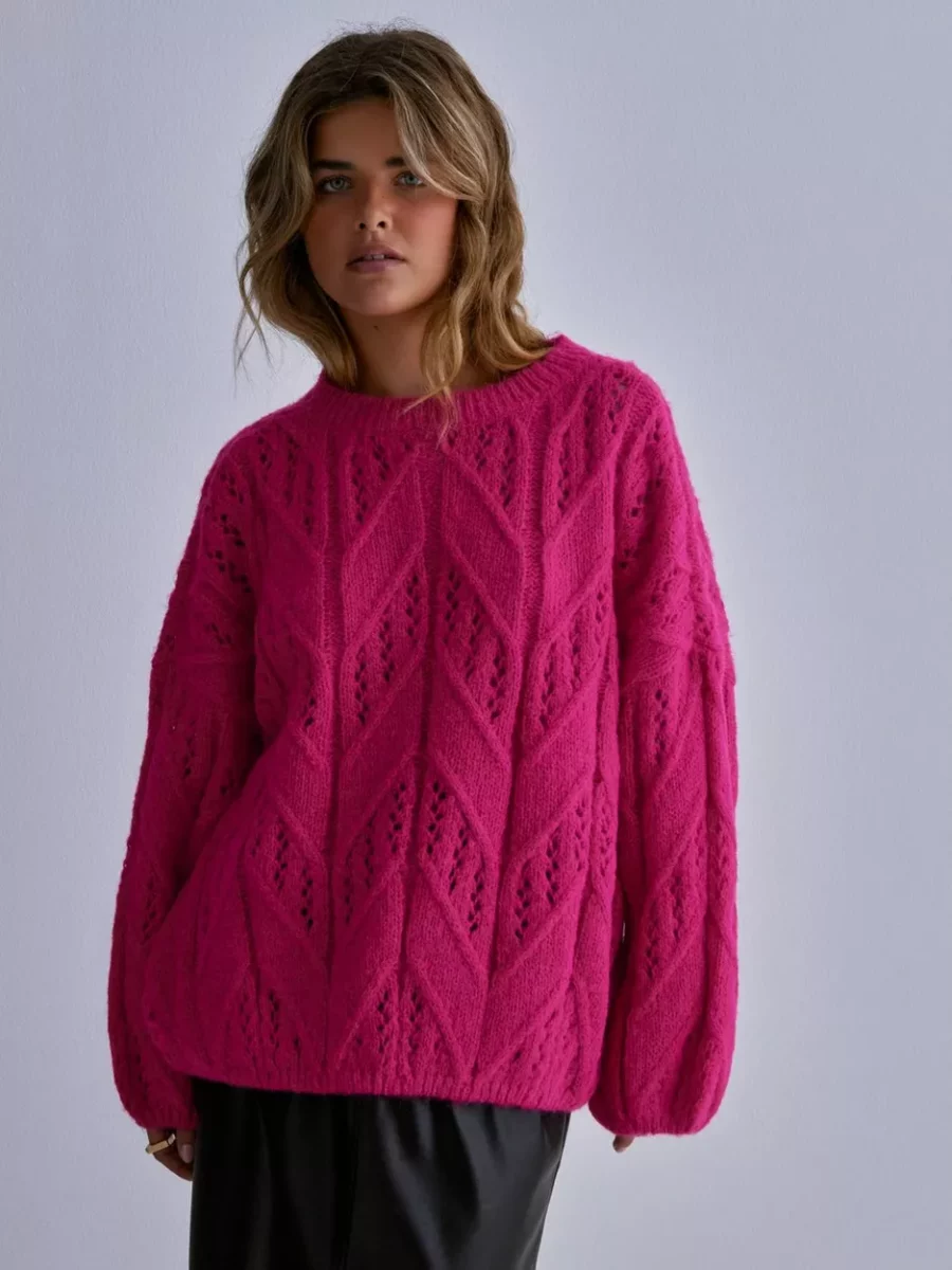 Nelly Women Knitted Sweater Pink GOOFASH