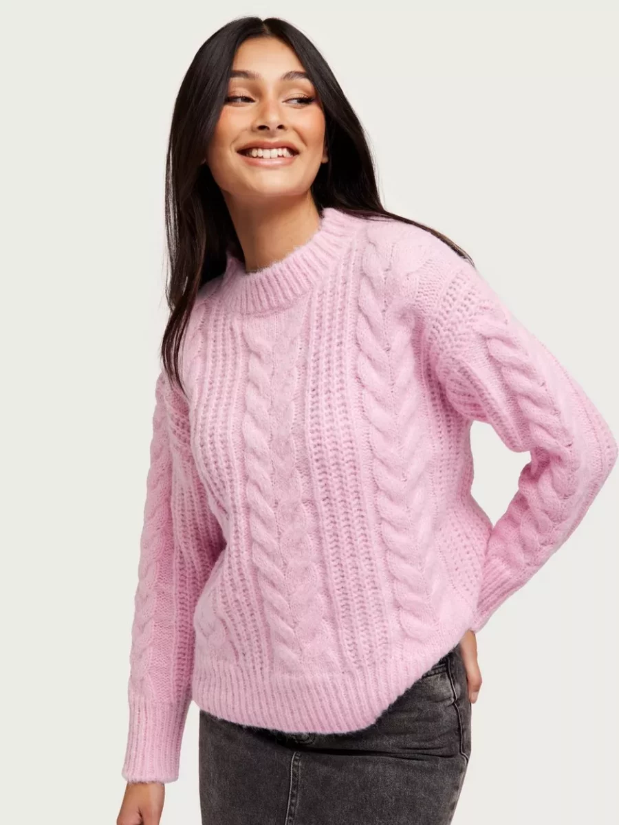 Nelly - Women Knitted Sweater in Pink by Only GOOFASH