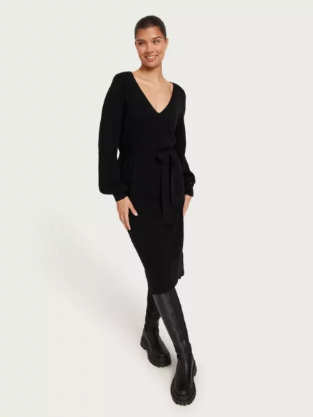 Nelly Womens Knitted Dress Black Vila GOOFASH