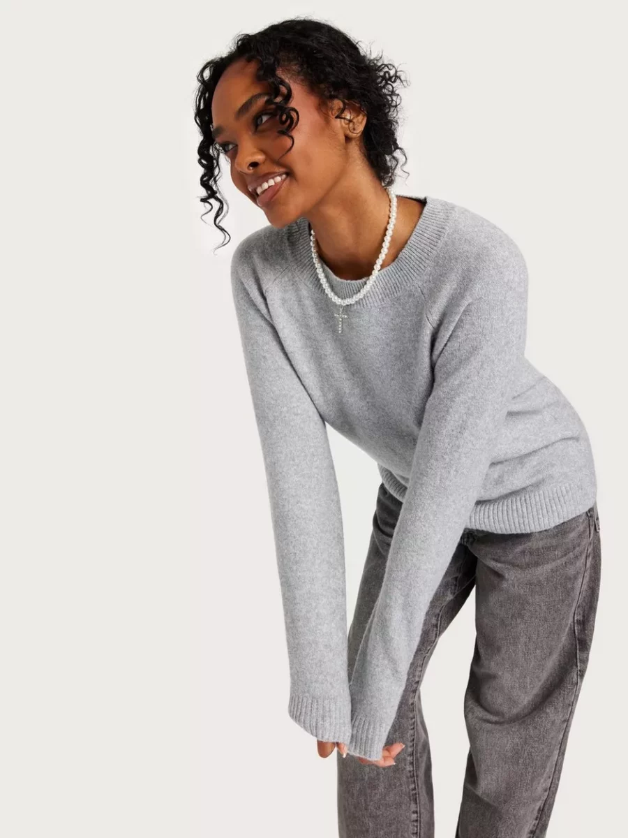 Nelly - Womens Knitted Sweater Grey GOOFASH