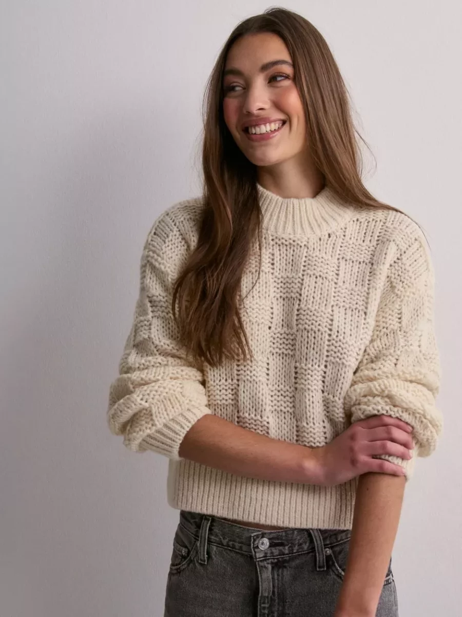 Nelly - Womens Knitted Sweater Sand by Jdy GOOFASH