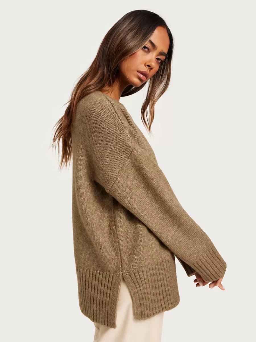 Nelly - Womens Knitted Sweater in Brown GOOFASH