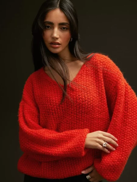 Nelly - Women's Knitted Sweater in Orange from Vero Moda GOOFASH