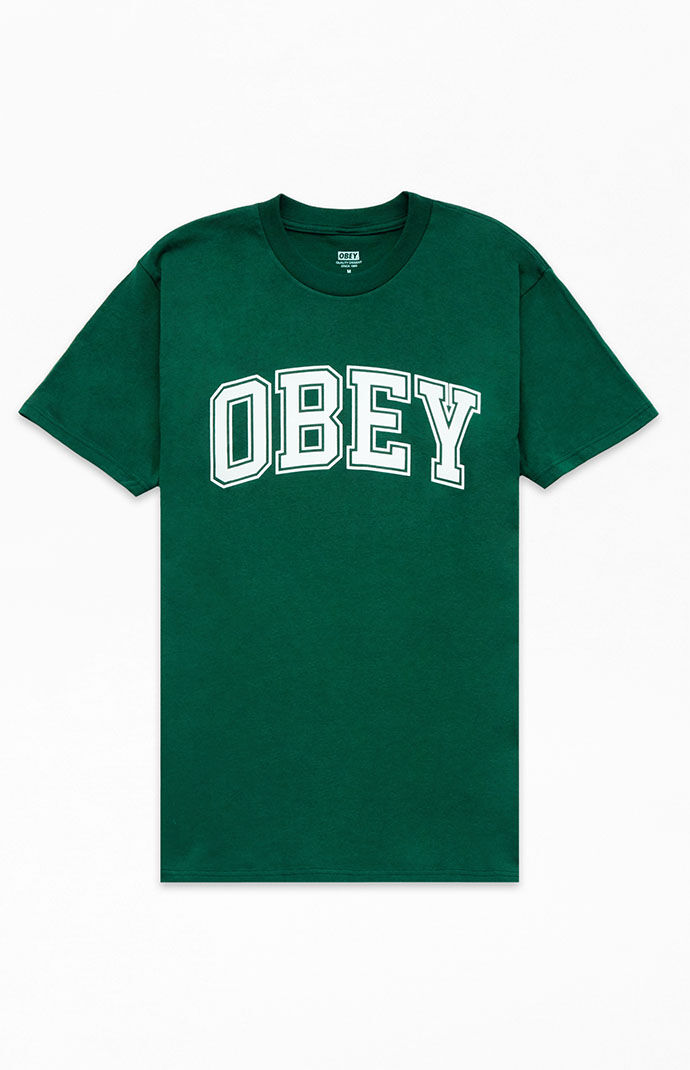 Obey Mens T-Shirt in Green Pacsun GOOFASH