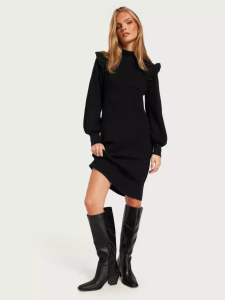 Object Collectors Item Women's Knitted Dress in Black by Nelly GOOFASH