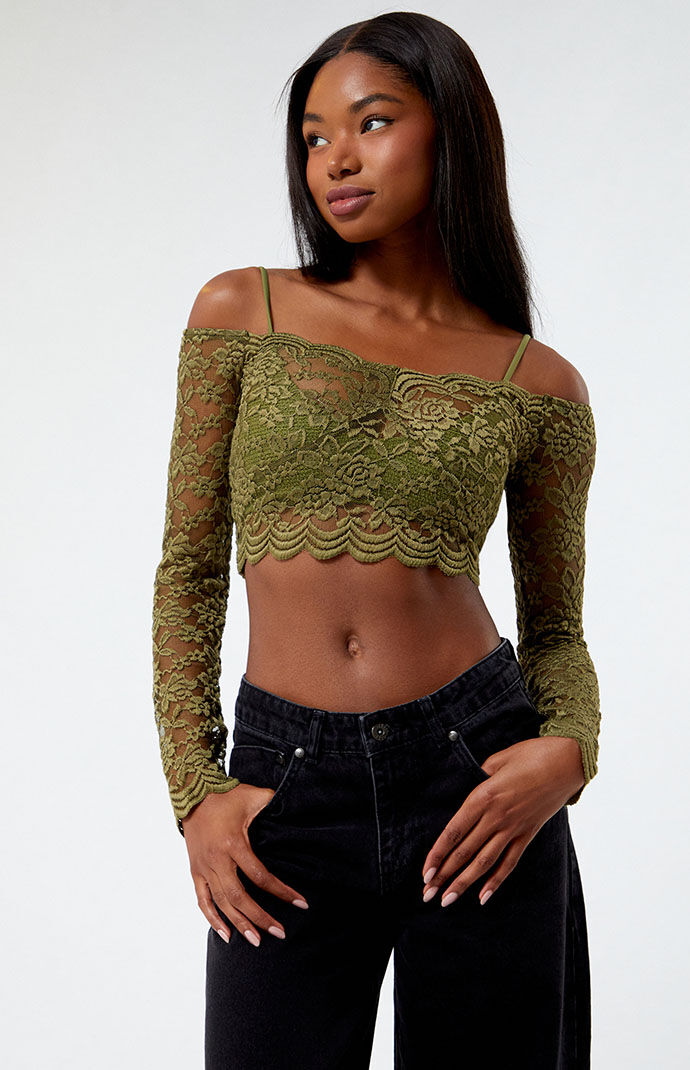 Olive Long Sleeve Top Kendall & Kylie Women - Pacsun GOOFASH