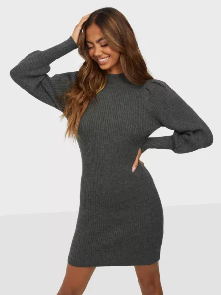 Only - Grey Knitted Dress - Nelly - Ladies GOOFASH