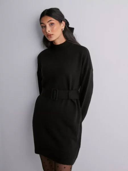 Only - Ladies Black Belt Dress by Nelly GOOFASH