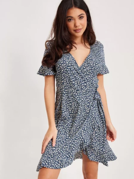 Only Lady Wrap Dress in Blue at Nelly GOOFASH