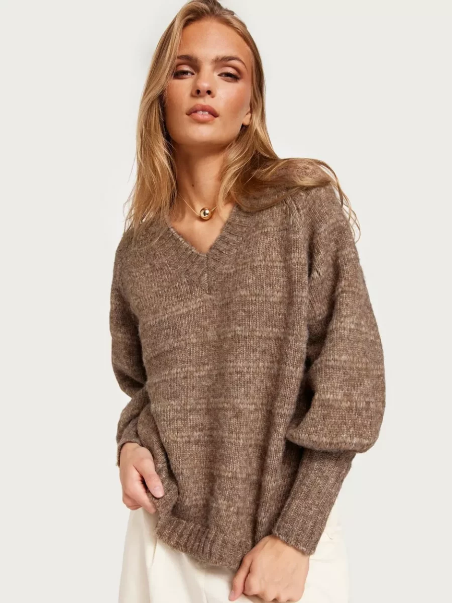 Only - Womens Knitted Sweater in Brown at Nelly GOOFASH