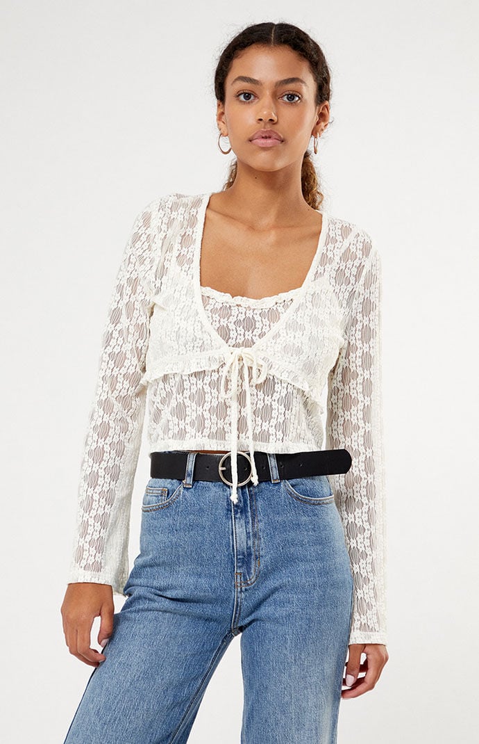 Pacsun - Ladies Cardigan Ivory by Kendall & Kylie GOOFASH