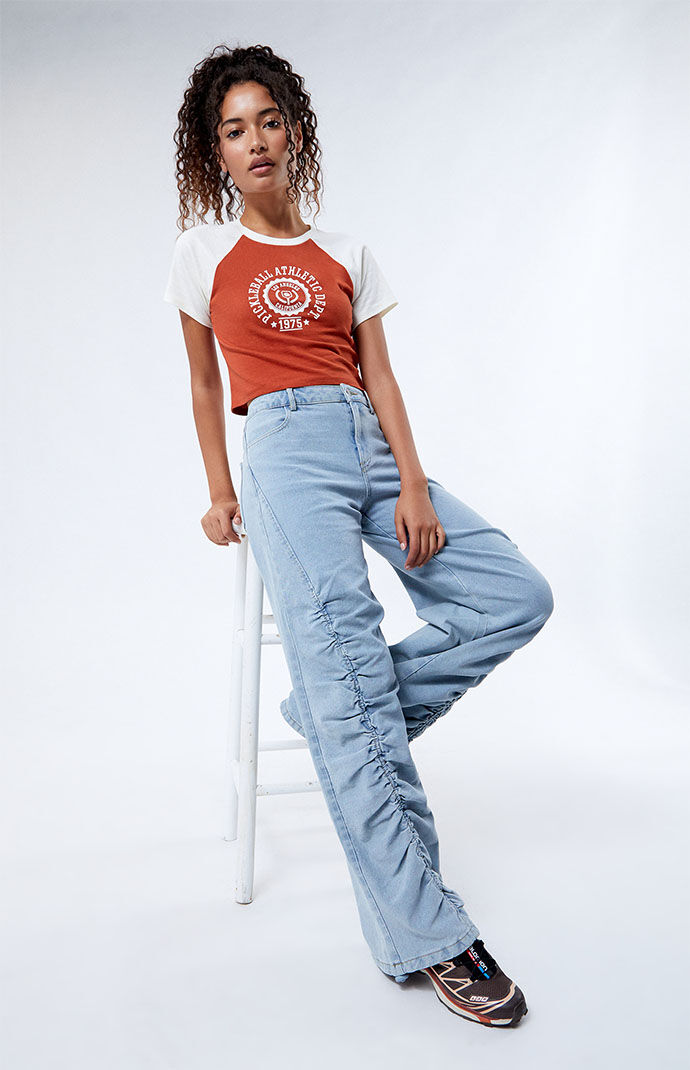 Pacsun Lady Wide Leg Jeans in Blue GOOFASH