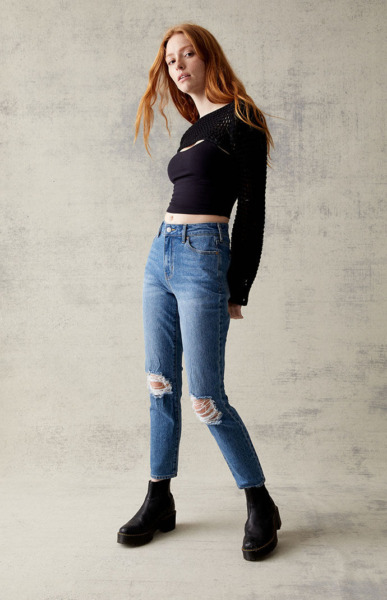 Pacsun - Mom Jeans in Blue GOOFASH