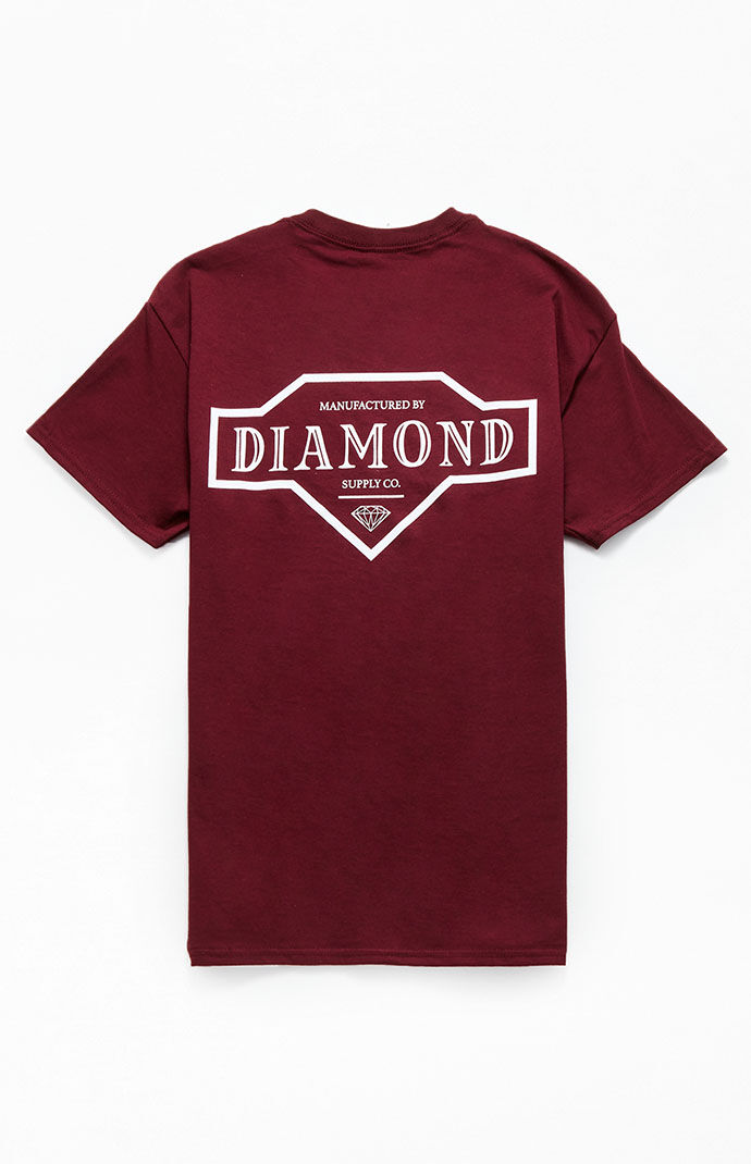 Pacsun T-Shirt in Burgundy Diamond Supply Co GOOFASH