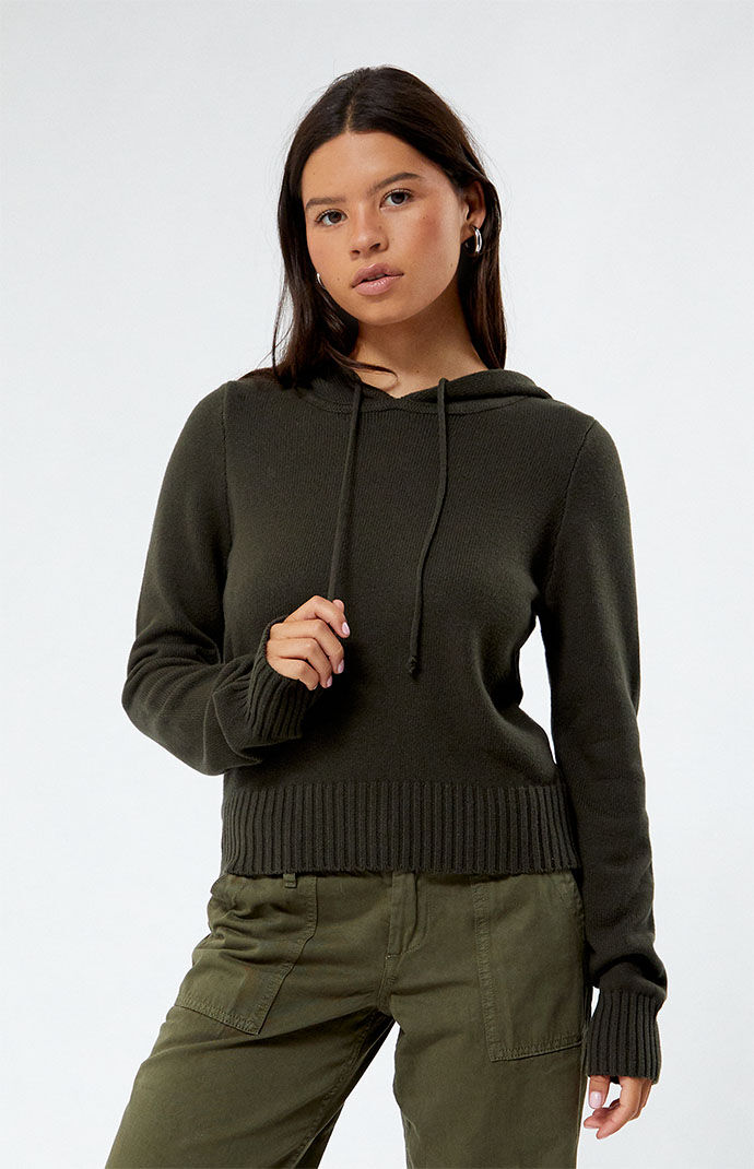 Pacsun Women Hoodie in Olive GOOFASH