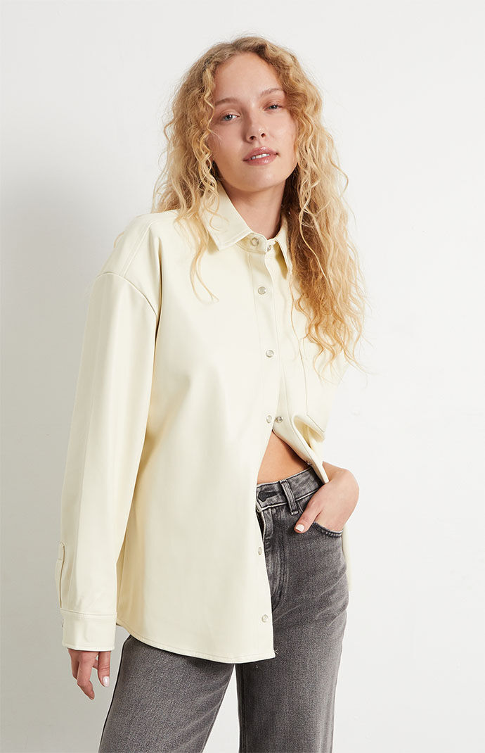Pacsun Womens Ivory Shacket from Weworewhat GOOFASH