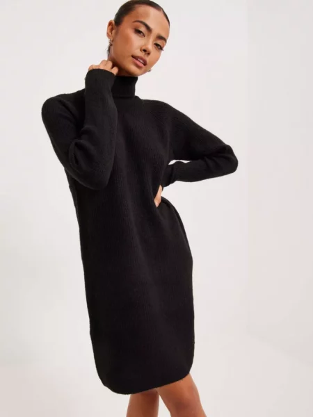 Pieces - Black Woman Knitted Dress Nelly GOOFASH