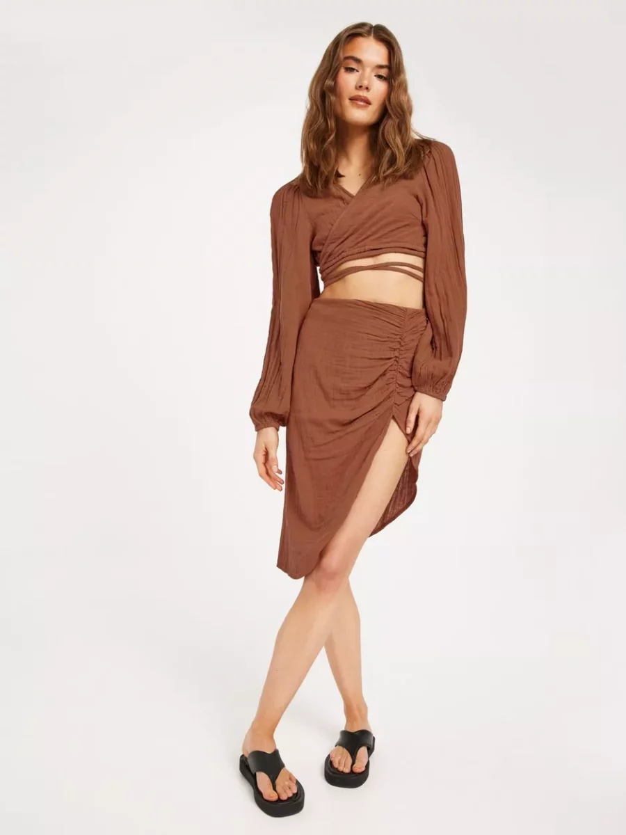 Pieces - Brown Skirt - Nelly GOOFASH