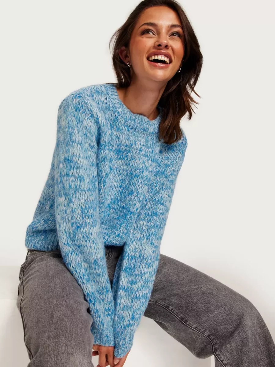 Pieces - Knitted Sweater Blue at Nelly GOOFASH