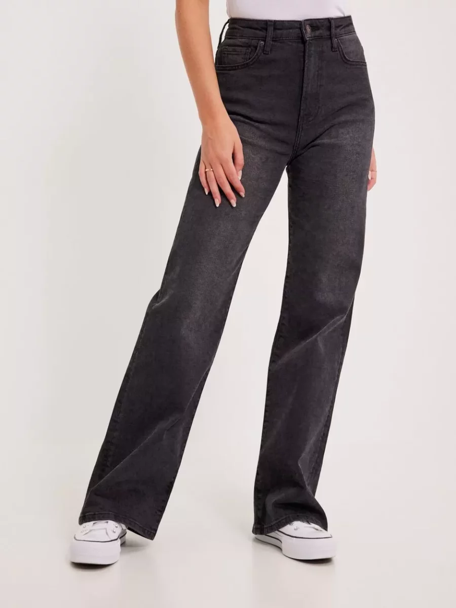 Pieces Lady Black Wide Leg Jeans by Nelly GOOFASH