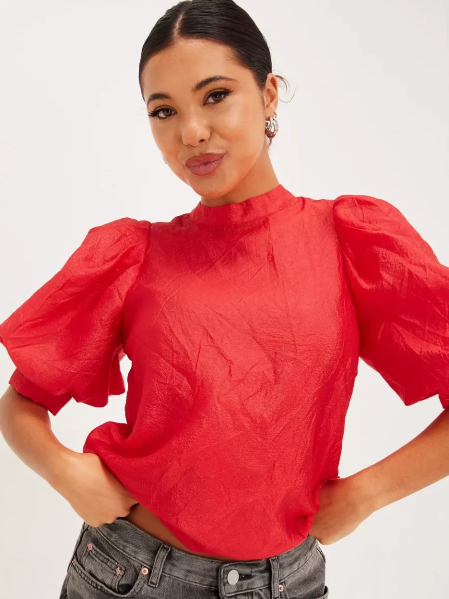 Pieces Red Lady Blouse - Nelly GOOFASH