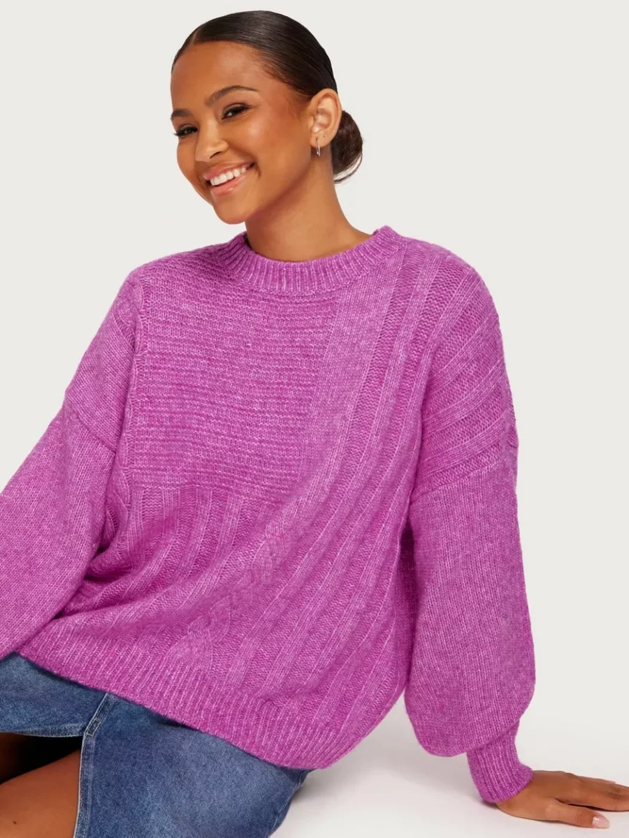Pieces Womens Purple Knitted Sweater from Nelly GOOFASH