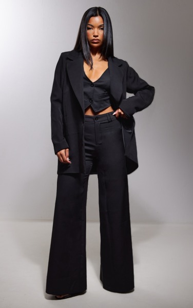 PrettyLittleThing Black Suit Trousers for Women GOOFASH