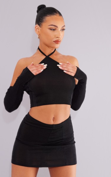 PrettyLittleThing Black Top for Woman GOOFASH