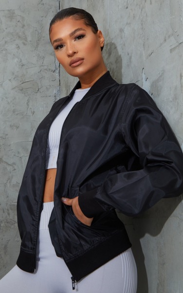 PrettyLittleThing Bomber Jacket in Black for Woman GOOFASH
