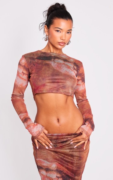PrettyLittleThing - Crop Top Brown for Woman GOOFASH