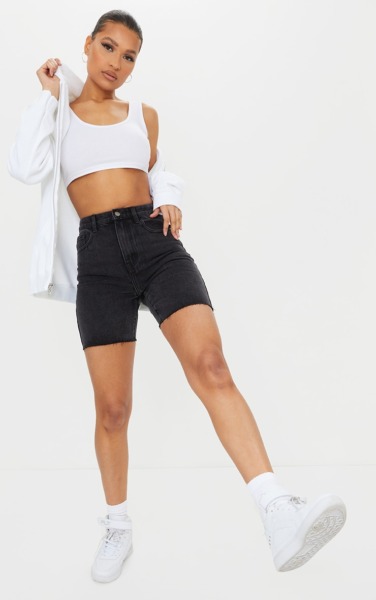 PrettyLittleThing - Denim Shorts Black for Women GOOFASH