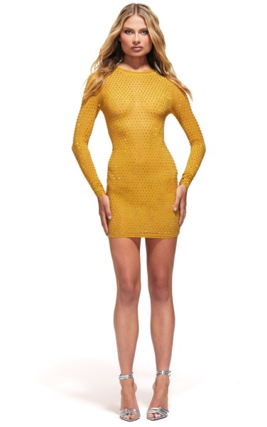 PrettyLittleThing - Ladies Yellow Bodycon Dress GOOFASH