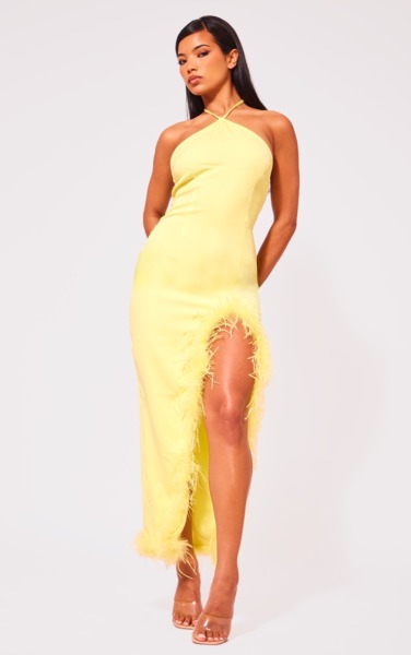 PrettyLittleThing Lady Maxi Dress Yellow GOOFASH