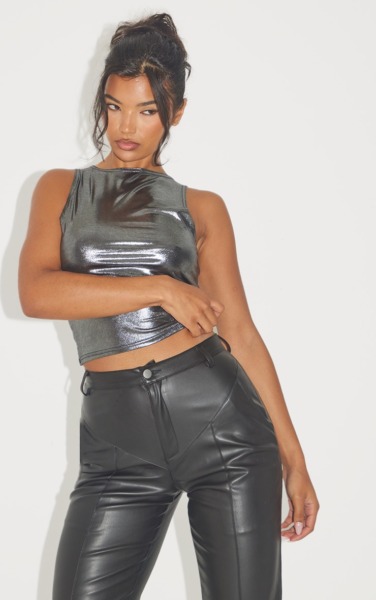 PrettyLittleThing Lady Top in Silver GOOFASH