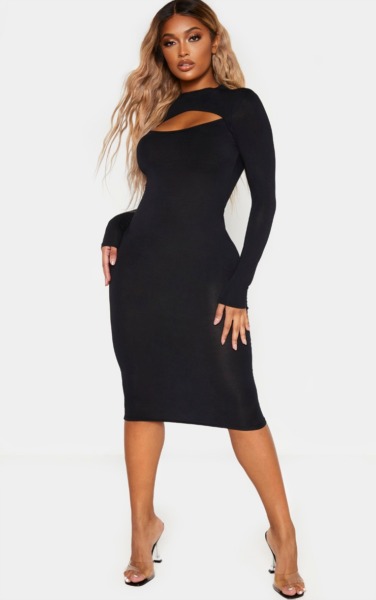 PrettyLittleThing - Midi Dress in Black Woman GOOFASH