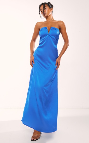 PrettyLittleThing - Woman Bandeau Maxi Dress in Blue GOOFASH