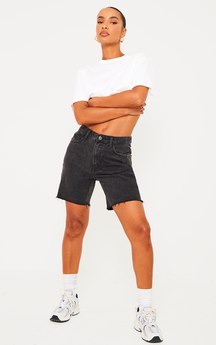 PrettyLittleThing Woman Denim Shorts in Black GOOFASH