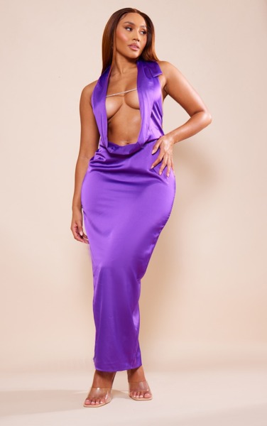 PrettyLittleThing Woman Maxi Dress in Purple GOOFASH