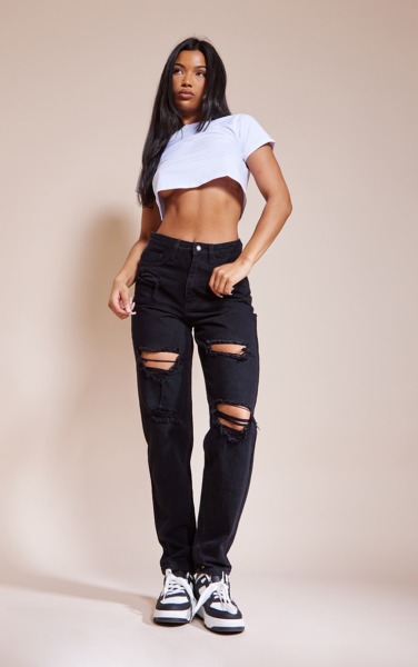 PrettyLittleThing - Woman Mom Jeans in Black GOOFASH