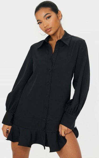 PrettyLittleThing - Womens Shirt Dress Black GOOFASH
