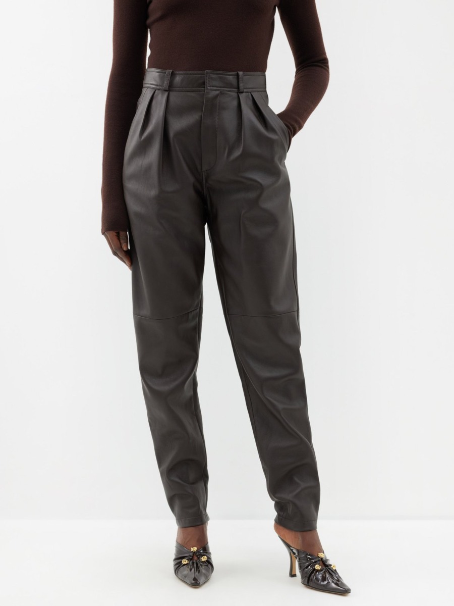 Ralph Lauren - Womens Brown Leather Trousers from Matches Fashion GOOFASH