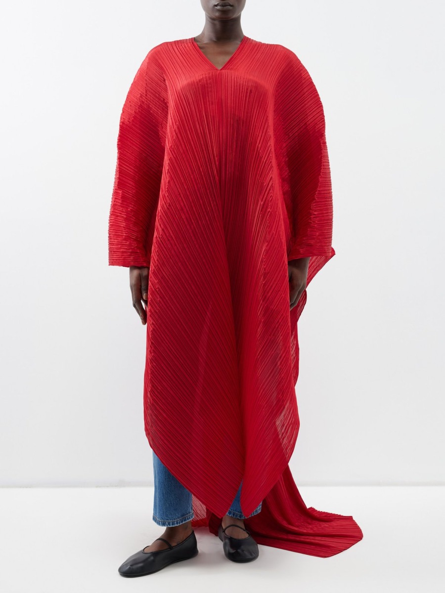 Red - Scarf Top - Pleats Please Issey Miyake - Matches Fashion GOOFASH