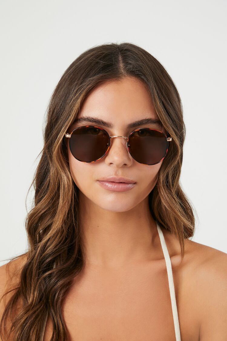 Round Sunglasses Brown by Forever 21 GOOFASH