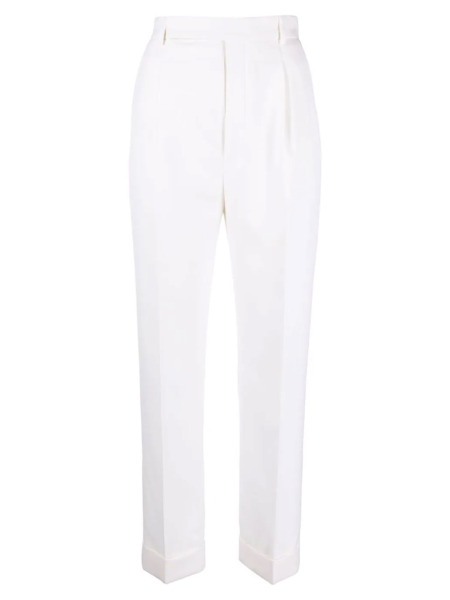 Saint Laurent - Lady Tailored Trousers in White at Leam GOOFASH