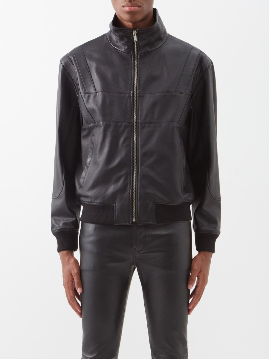 Saint Laurent Men Leather Jacket Black Matches Fashion GOOFASH