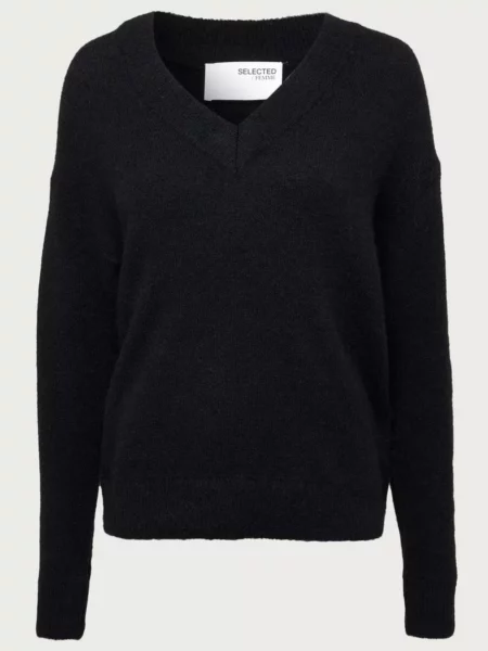 Selected - Women's Knitted Sweater in Black Nelly GOOFASH