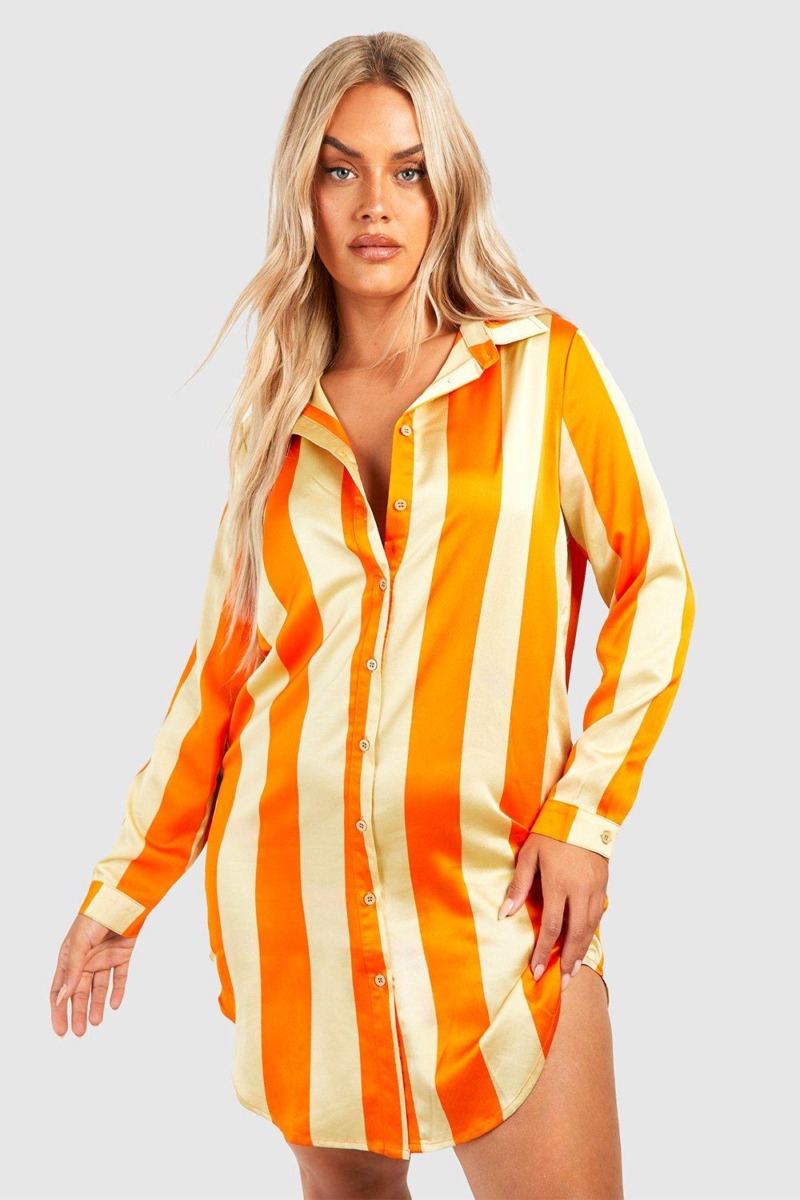 Shirt Dress Orange - Boohoo GOOFASH