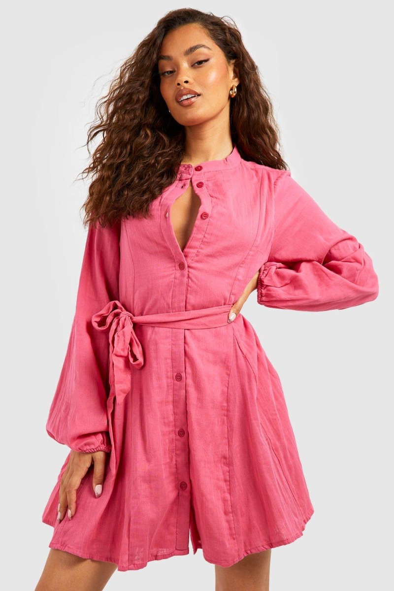 Shirt Dress in Pink - Boohoo GOOFASH