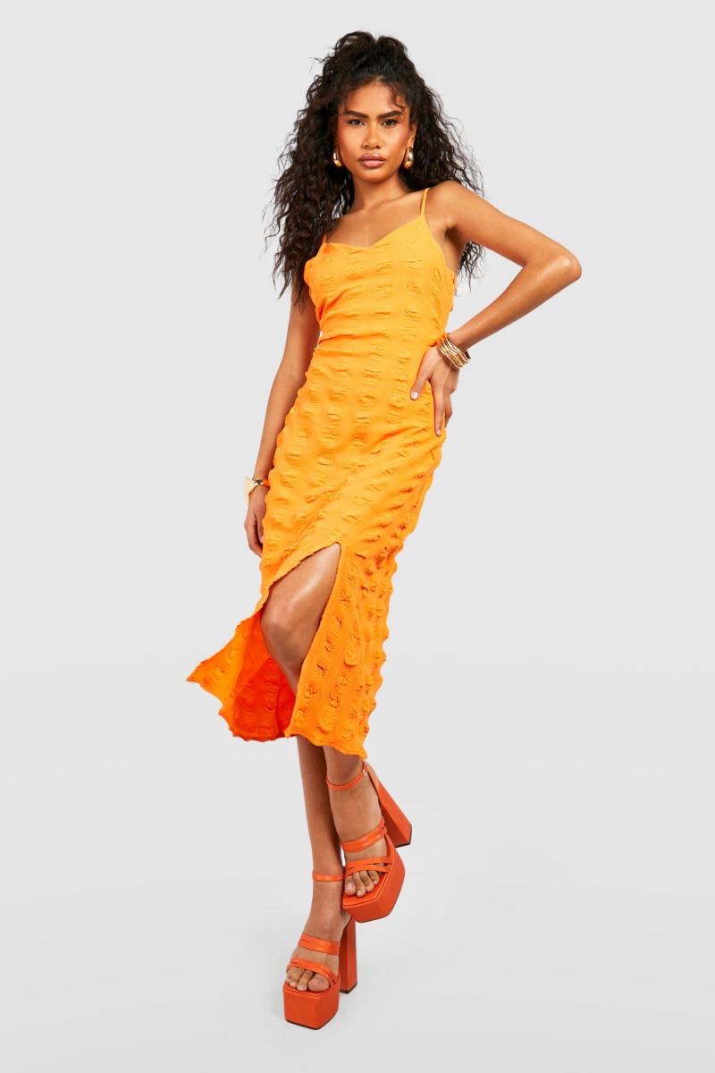 Slip Dress in Orange Boohoo Woman - Boohoo GOOFASH